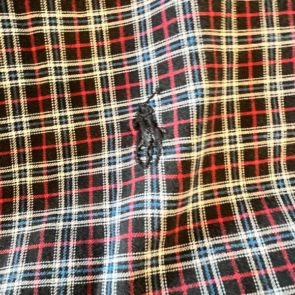 Ralph Lauren Red Blue Black Checkered 100% Cotton Shirt Black Pony Sz Medium - Picture 10 of 12